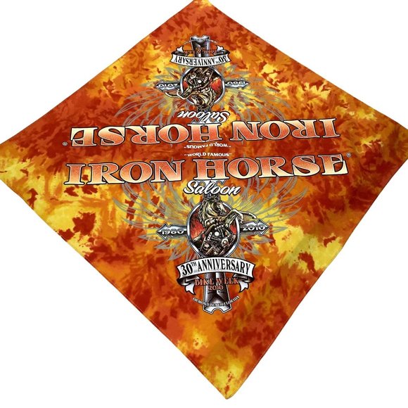 Iron Horse Saloon 2010 30th Anniversary Bike Week Bandana Handkerchief Tie Dye - Picture 2 of 4